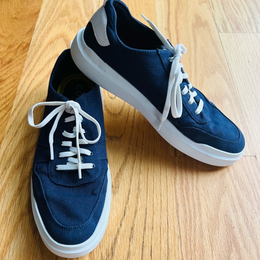 Cole Haan Grandpro Rally Canvas Court Sneakers, Blue, Size 10, Like new!